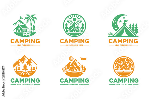 Camping logo silhouette illustration artwork Design