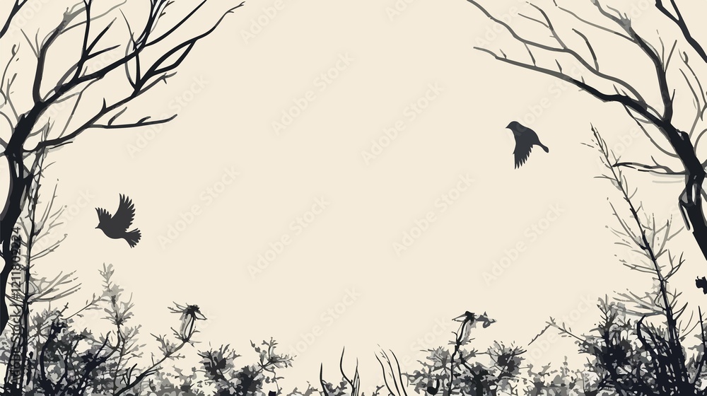 Fototapeta premium Silhouette Creepers Nature Design Vector Illustration Frame
