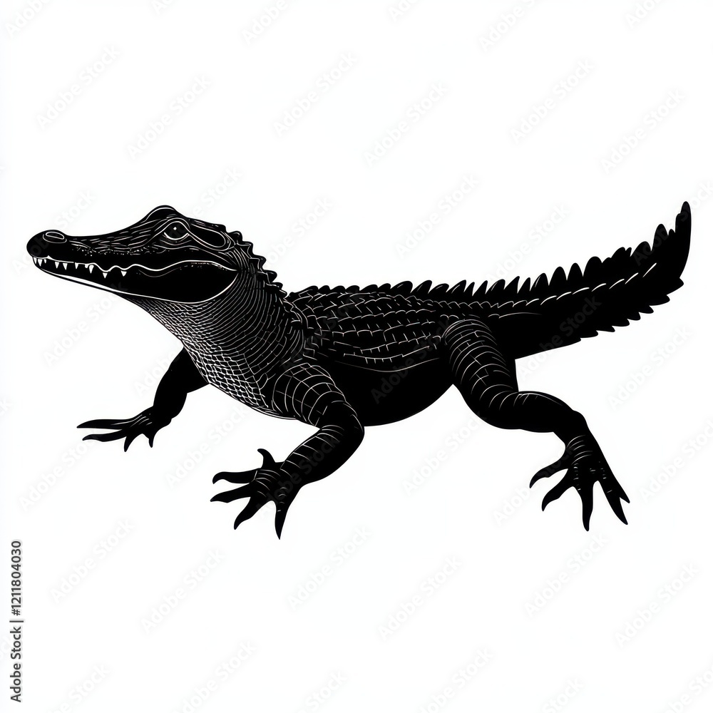 Naklejka premium Silhouette of a powerful alligator