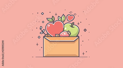 Heartfelt Charity Donation Box Filled with Love-themed Food Items for a Cause