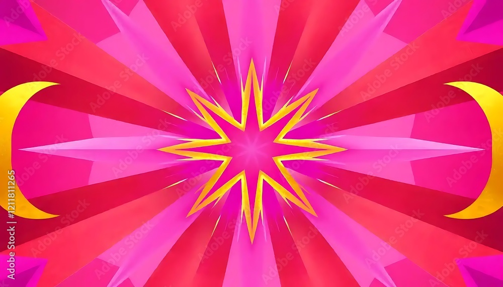 Abstract Pink Yellow Geometric Starburst Design Abstract Pink Yellow Geometric Starburst Design