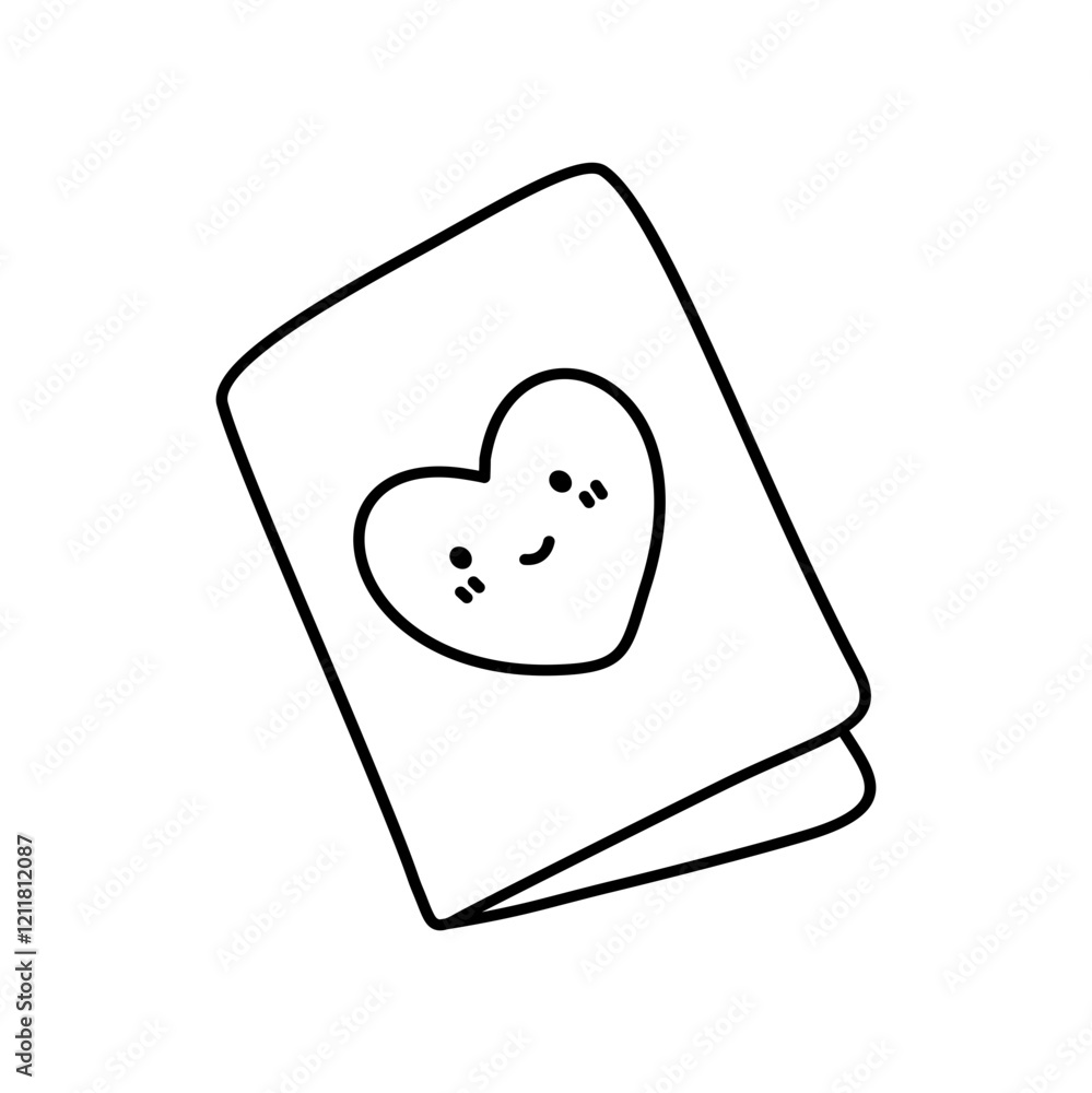 Valentine card with heart shape doodle outline Valentine card with heart shape doodle outline