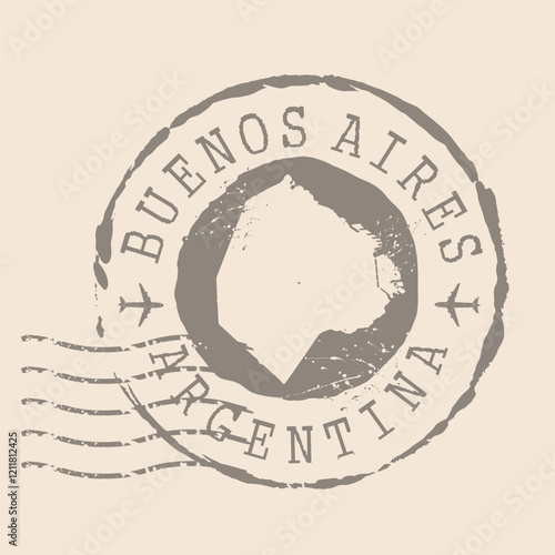 Stamp Postal of Buenos Aires is capital of Argentina. Map Silhouette rubber Seal.  Design Retro Travel. Seal  Map of Buenos Aires grunge  for your design. Argentina.  EPS10