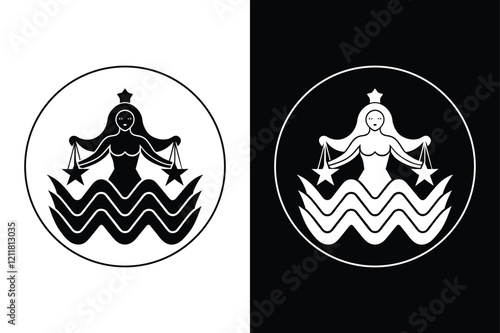 High-Quality Aquarius Silhouette Vector Ideal for Astrology Projects.