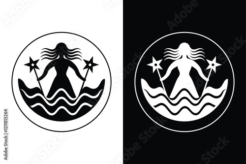 Aquarius Horoscope Silhouette Vector Icon – Black and White Designs