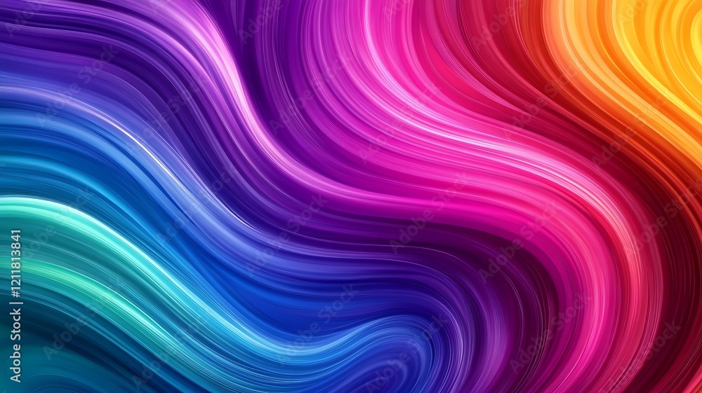 Abstract Colorful Swirling Wave Lines Design