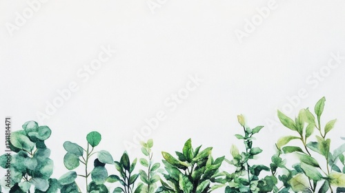 Wallpaper Mural Green Leaves and Plants Watercolor Background for Natural Design Torontodigital.ca