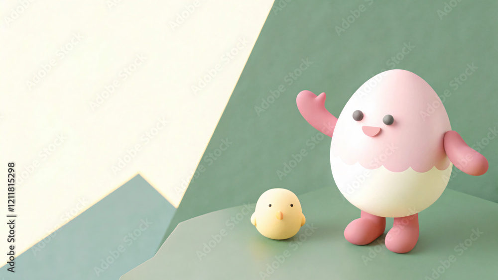 Cute pastel colorful characters featuring a playful egg and chick Cute pastel colorful characters featuring a playful egg and chick