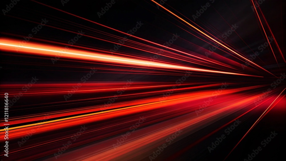 Fototapeta premium Abstract red light speed zoom on black background technology, futuristic motion effect, energy burst visual, dynamic glowing lines, digital trail, sci-fi concept, high tech visual