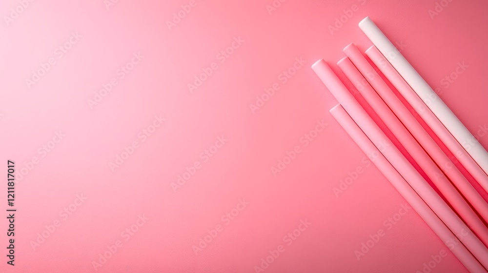Colorful rolls of pink and white paper are artfully arranged against a soft pink background, perfect for use in design, crafting, or decorating events Colorful rolls of pink and white paper are artfully arranged against a soft pink background, perfect for use in design, crafting, or decorating events