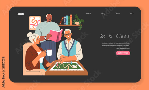 Pensioners Cope With Loneless. Flat Vector Illustration