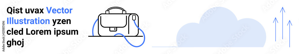 Backpack connected via USB cable, accompanied by a cloud with upward arrows. Ideal for technology blogs, e-commerce sites, educational materials, business presentations, digital marketing, travel Backpack connected via USB cable, accompanied by a cloud with upward arrows. Ideal for technology blogs, e-commerce sites, educational materials, business presentations, digital marketing, travel