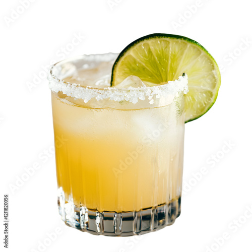 Refreshing yellow cocktail with lime and salt rim. Perfect for a summer day or a festive gathering.