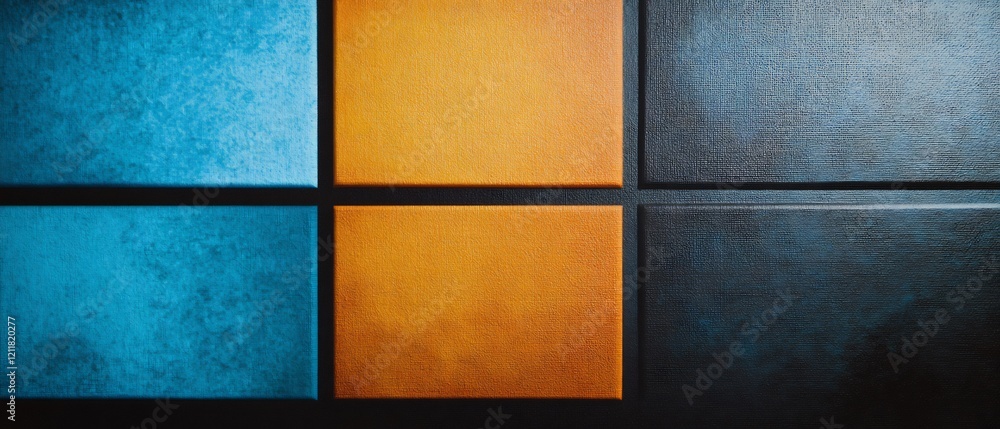 Fototapeta premium Abstract Teal Orange Dark Tiles Grid Pattern. AI Generated
