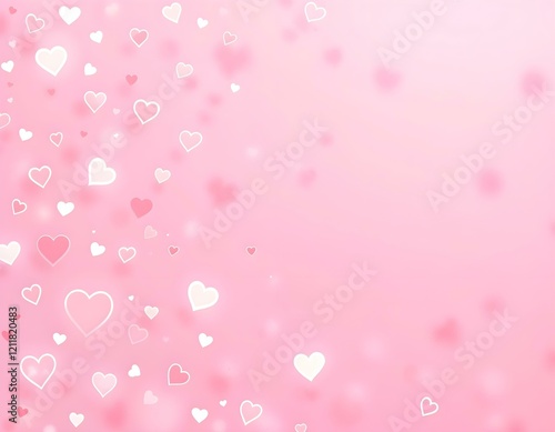 Pink heart background with floating white and pink hearts
