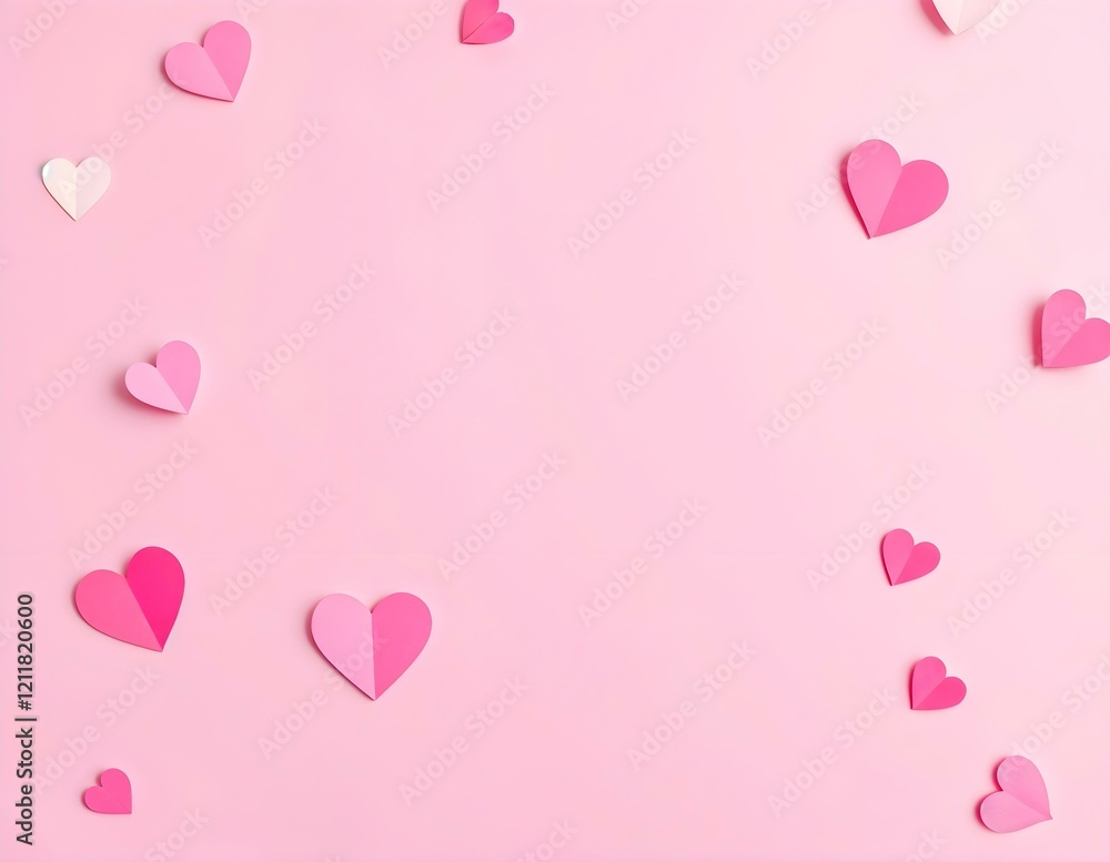 Pink heart decorations on soft pink background for valentine's day Pink heart decorations on soft pink background for valentine's day