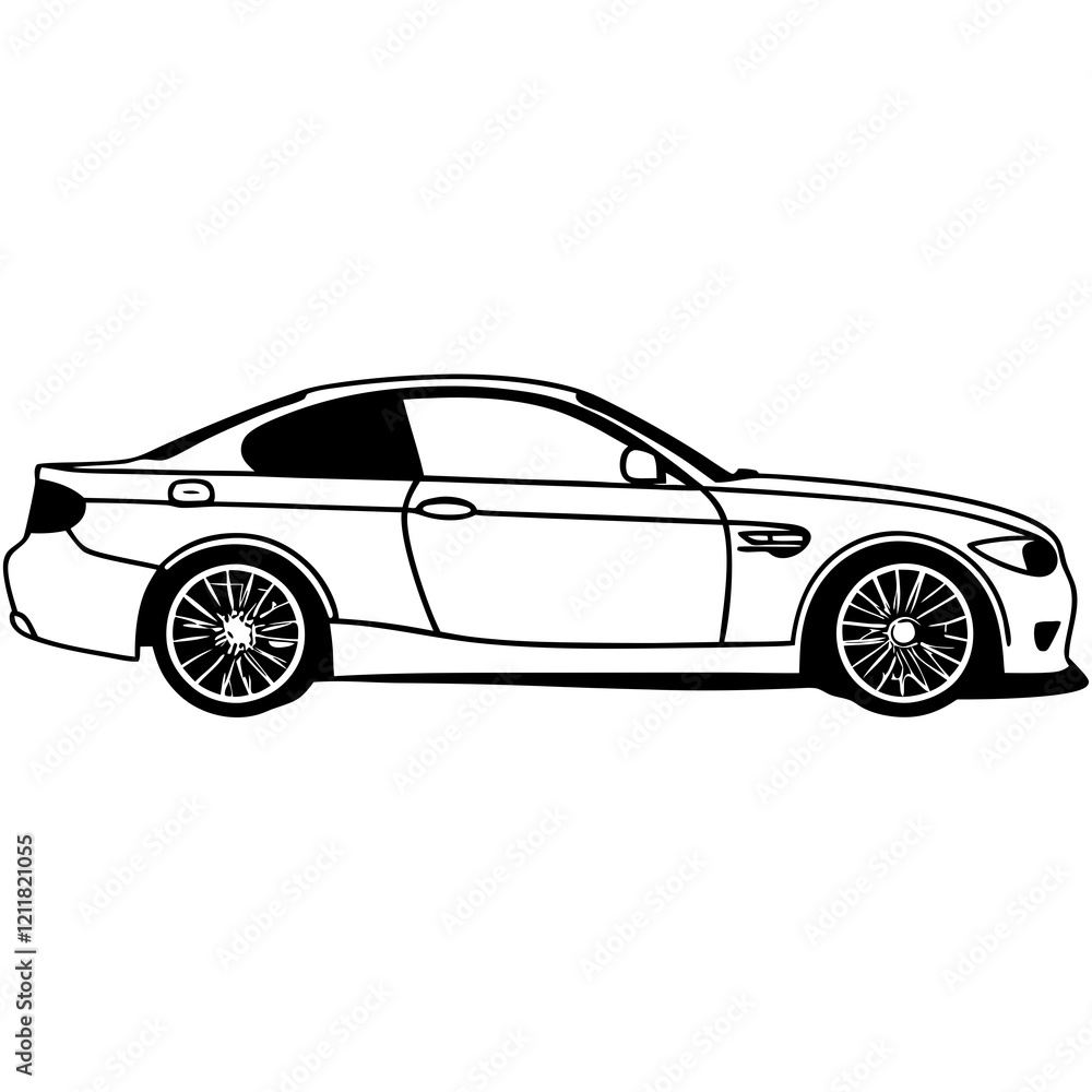 Fototapeta premium Car vector icon, Electric vehicle car Vector icon Outline, Car vector outline drawing, Car Vector illustration
