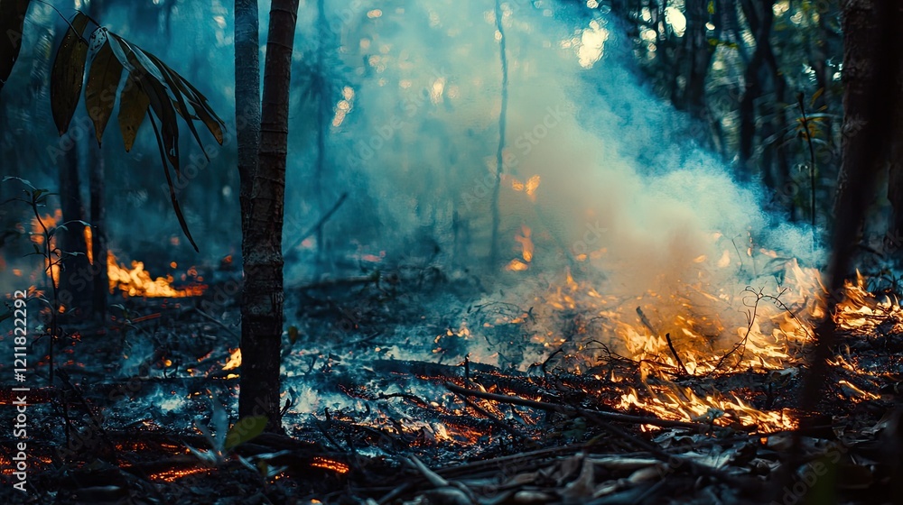 A close-up of smoke rising from a burning forest, emphasizing the impact of forest fires on the environment A close-up of smoke rising from a burning forest, emphasizing the impact of forest fires on the environment