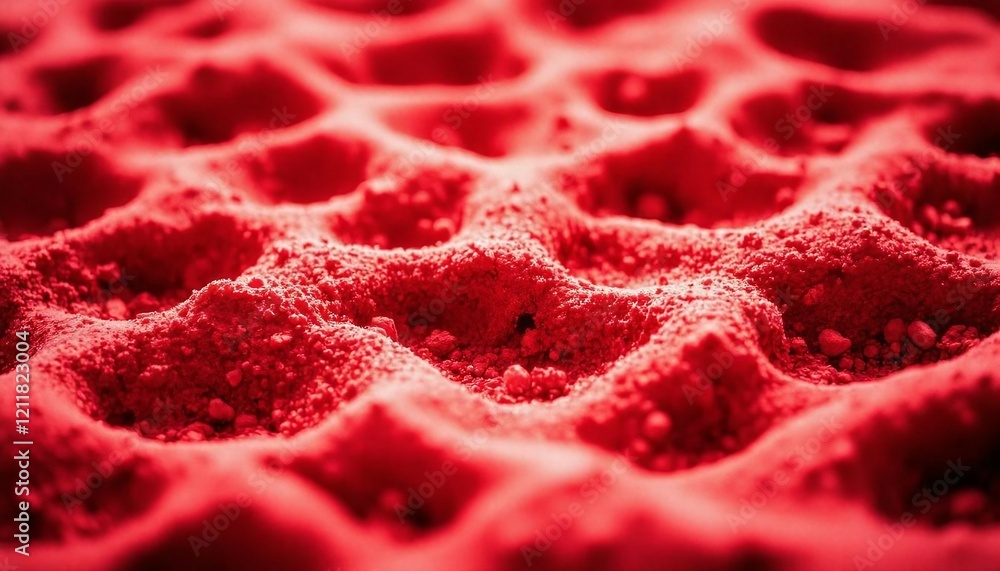 Close-up view of textured red powder arranged in wavy patterns, resembling sand dunes or geological formations, creating an abstract artistic composition. Close-up view of textured red powder arranged in wavy patterns, resembling sand dunes or geological formations, creating an abstract artistic composition.