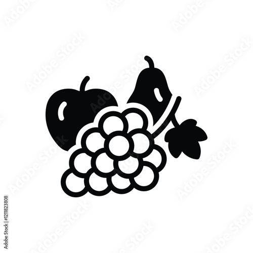 Black solid icon for fruits