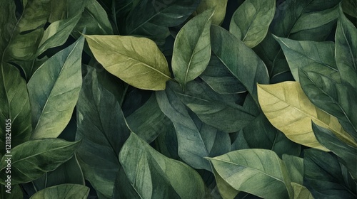 Wallpaper Mural Lush Green Leaves with Varied Shades and Textures in Nature's Design Torontodigital.ca