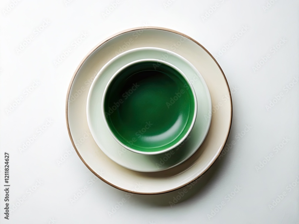 Clean white ceramic plate, minimalist green backdrop. Perfect food photography background. Clean white ceramic plate, minimalist green backdrop. Perfect food photography background.