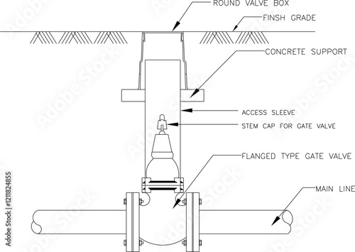 vector sketch illustration silhouette MAIN GATE VALVE DETAIL water tank design.eps