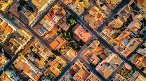 Wallpaper Mural A dynamic aerial view of a geometric pattern, showcasing the layout of buildings or landscapes from above Torontodigital.ca