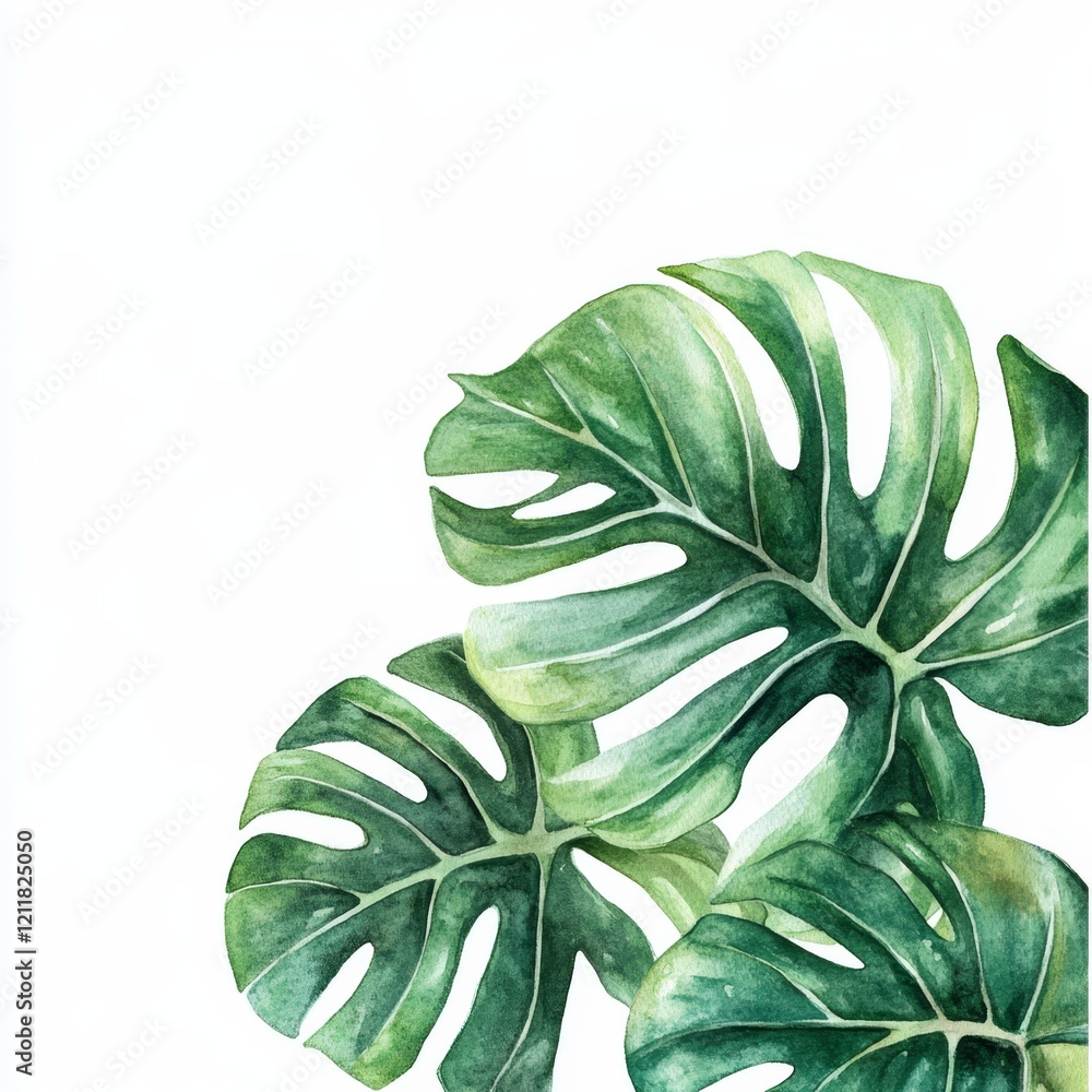 Obraz premium Lush Green Tropical Leaves on a Bright White Background