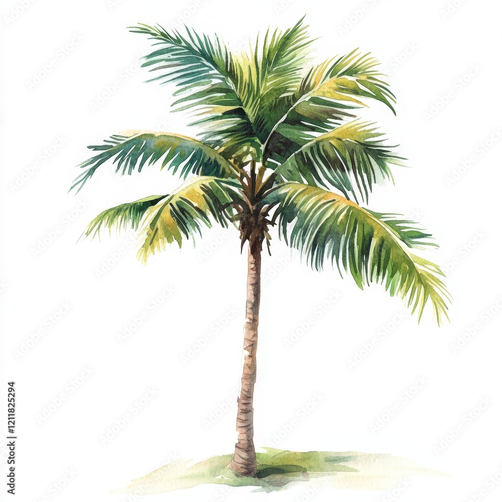 Obraz premium Vibrant Green Palm Tree Isolated on White Background