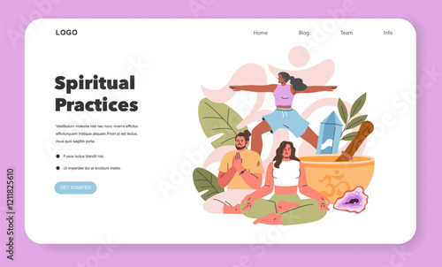Spiritual Practices. Flat Vector Illustration
