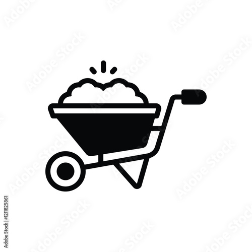 Black solid icon for wheelbarrow