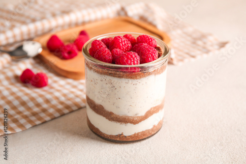 Glass with delicious raspbe...