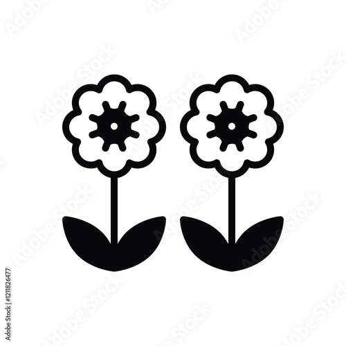 Black solid icon for flower