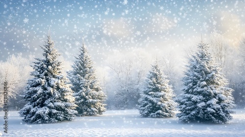 Wallpaper Mural Snow covered evergreens in a winter wonderland scene Torontodigital.ca