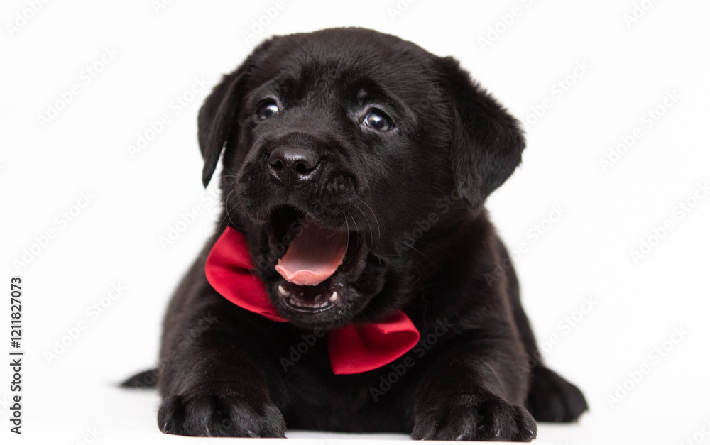 labrador puppy with open mouth on white background labrador puppy with open mouth on white background