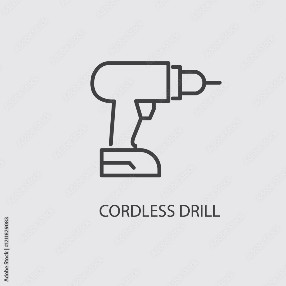 Cordless drill, linear style icon. Cordless drill for convenient construction and repair tasks. Editable stroke width Cordless drill, linear style icon. Cordless drill for convenient construction and repair tasks. Editable stroke width