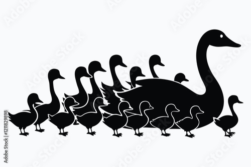 Duck Silhouette isolated on white background