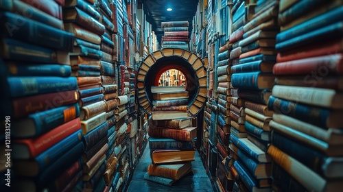 A Serene Journey Through Literary Worlds: An Enchanting Library Passage photo