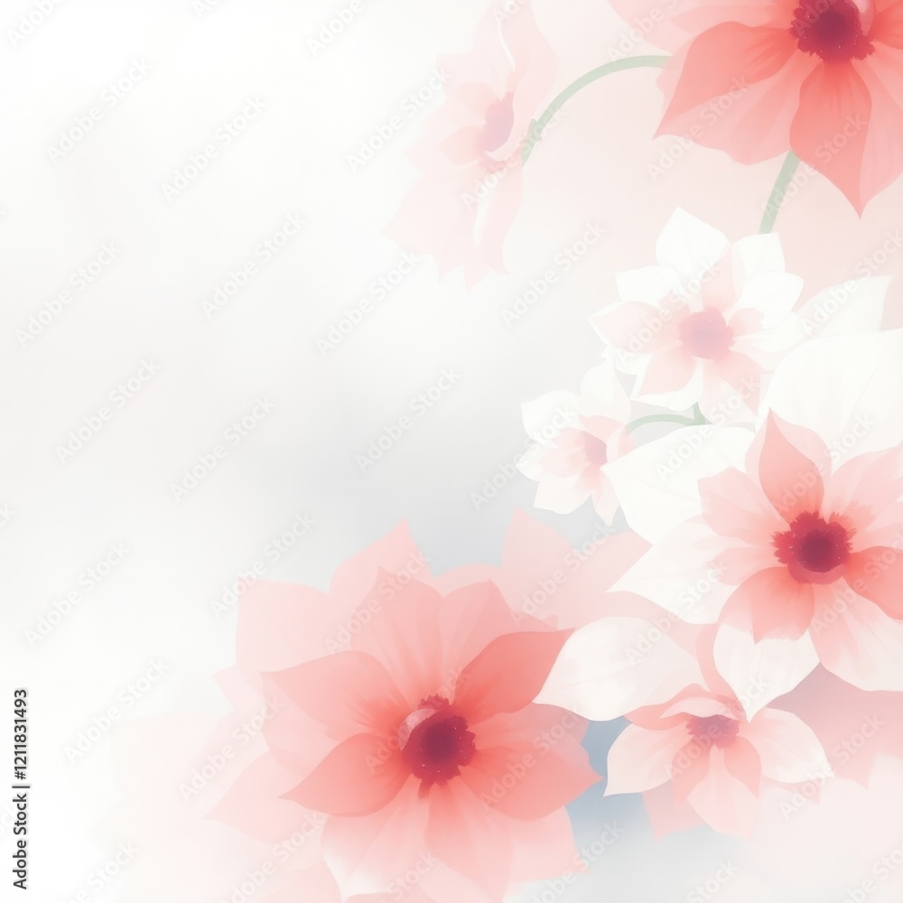 Fototapeta premium Blooming petals create a soft and serene atmosphere in a pastel garden at dawn, evoking tranquil beauty and renewal