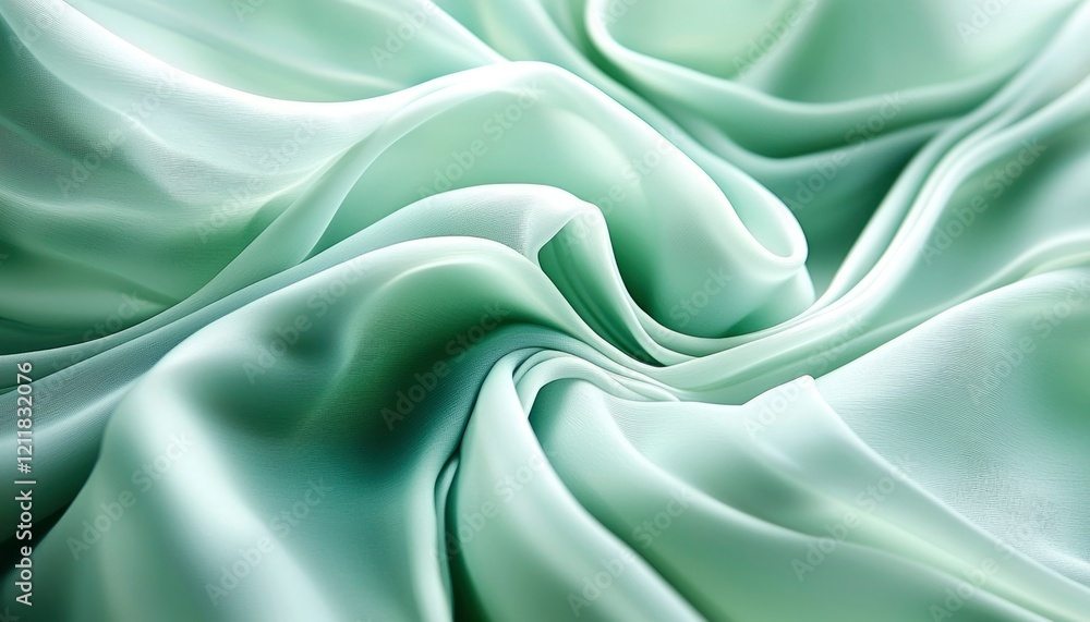 Obraz premium Abstract Draped Mint Green Silk Fabric Texture