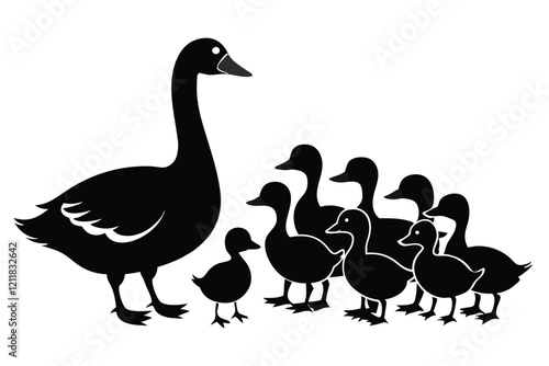 Duck Silhouette isolated on white background Minimalist duck vector illustration