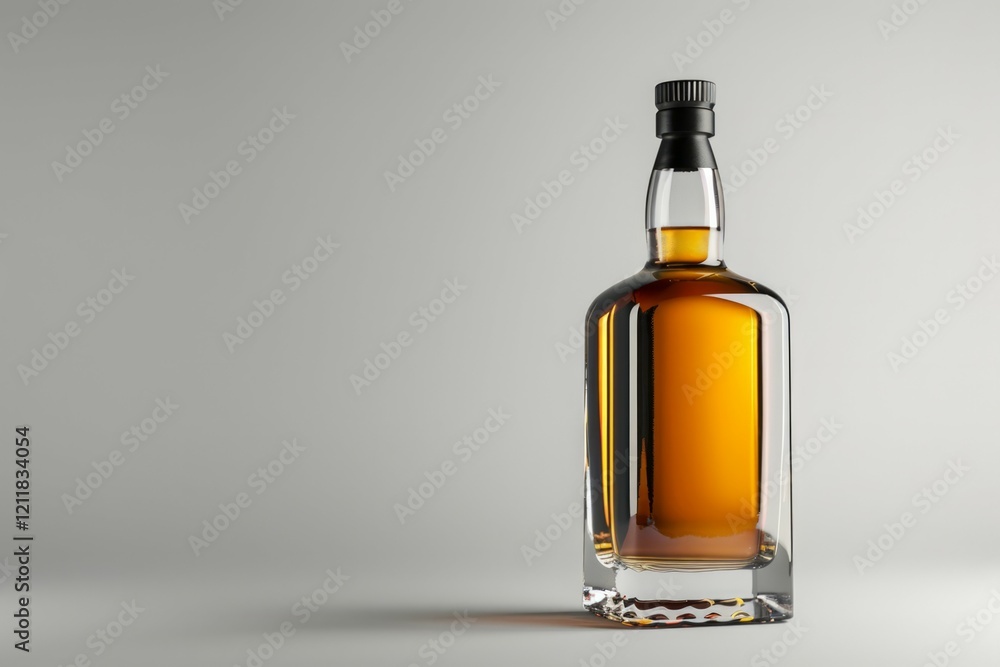 Whisky or cognac alcohol glass bottle on table with a dark grey background. Professional photo Whisky or cognac alcohol glass bottle on table with a dark grey background. Professional photo