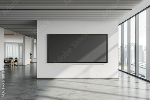 Wall Logo Mockup Black Logo Mockup on White Office Wall Indoor Realistic Logo Mockup
