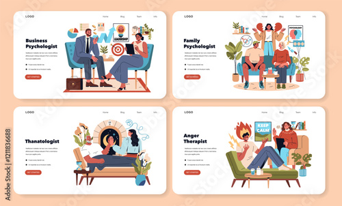 Psychotherapists. Flat Vector Illustration