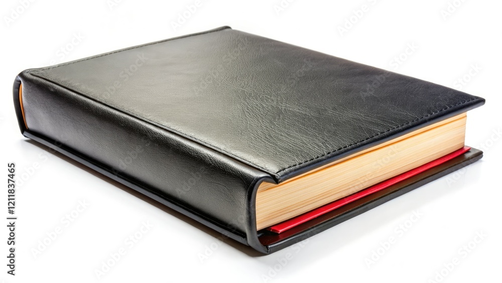 Sleek black organizer book, pristine white backdrop. Perfect stationery, planner, diary, and office organization. Sleek black organizer book, pristine white backdrop. Perfect stationery, planner, diary, and office organization.