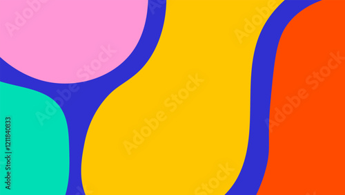 Bold Spotted Abstract Background. Vibrant Geometric Pattern with Liquid Flowing Shapes. 1920x1080 ratio minimalist social media template
