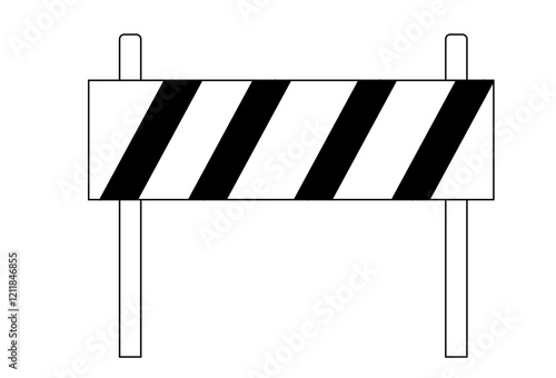 Hurdle roadblock sign, safety protectot icon, symbol. Boundary fence, equipment. security system. Road barrier.