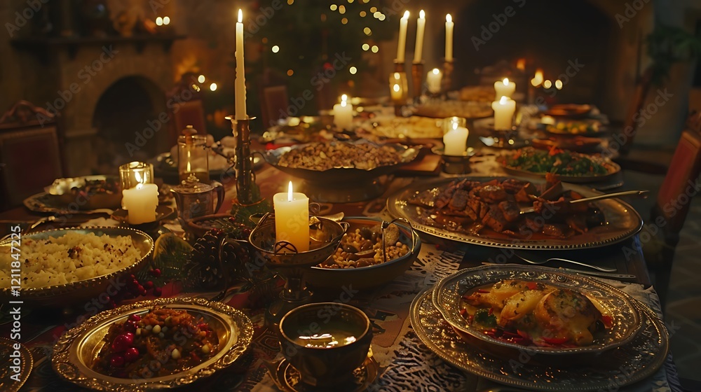 A Festive Medieval Christmas Feast Table Setting A Festive Medieval Christmas Feast Table Setting