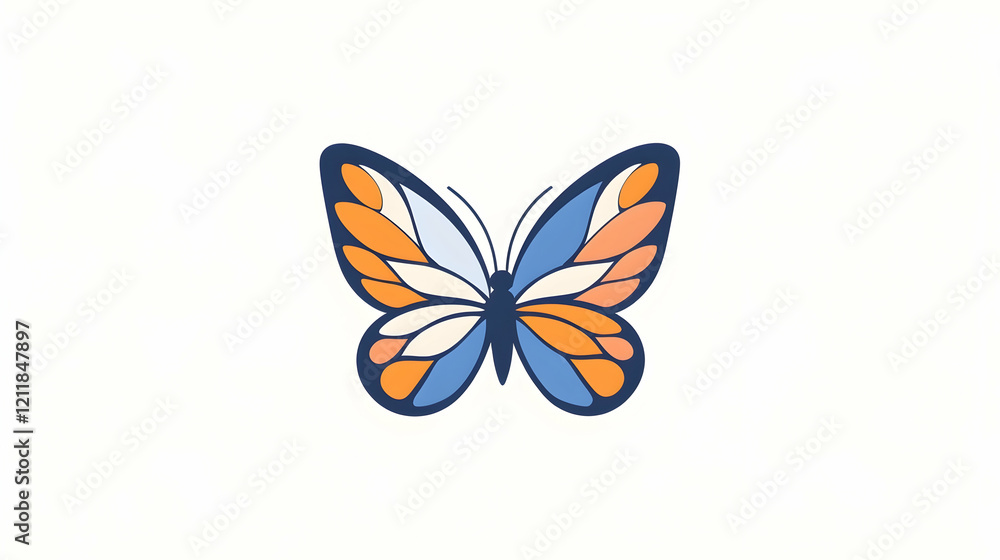 Colorful butterfly illustration, isolated on white background, perfect for design projects and nature themes Colorful butterfly illustration, isolated on white background, perfect for design projects and nature themes